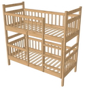 Кровать деревянная двухъярусная с ограждениями на нижнем ярусе
